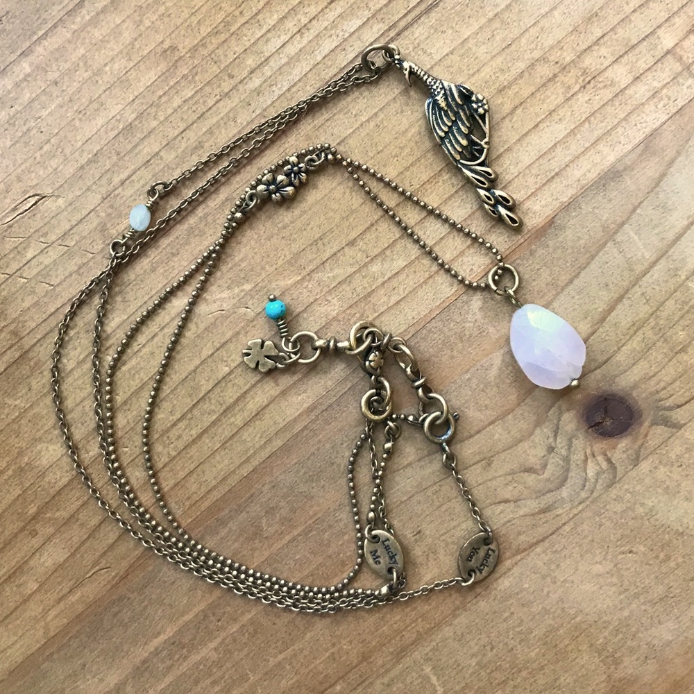 Lucky Brand Double Strand Peacock Charm Necklace